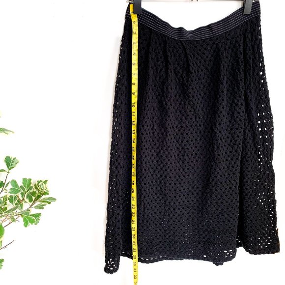 anthropologie weston black eyelet midi skirt L - Picture 4 of 8